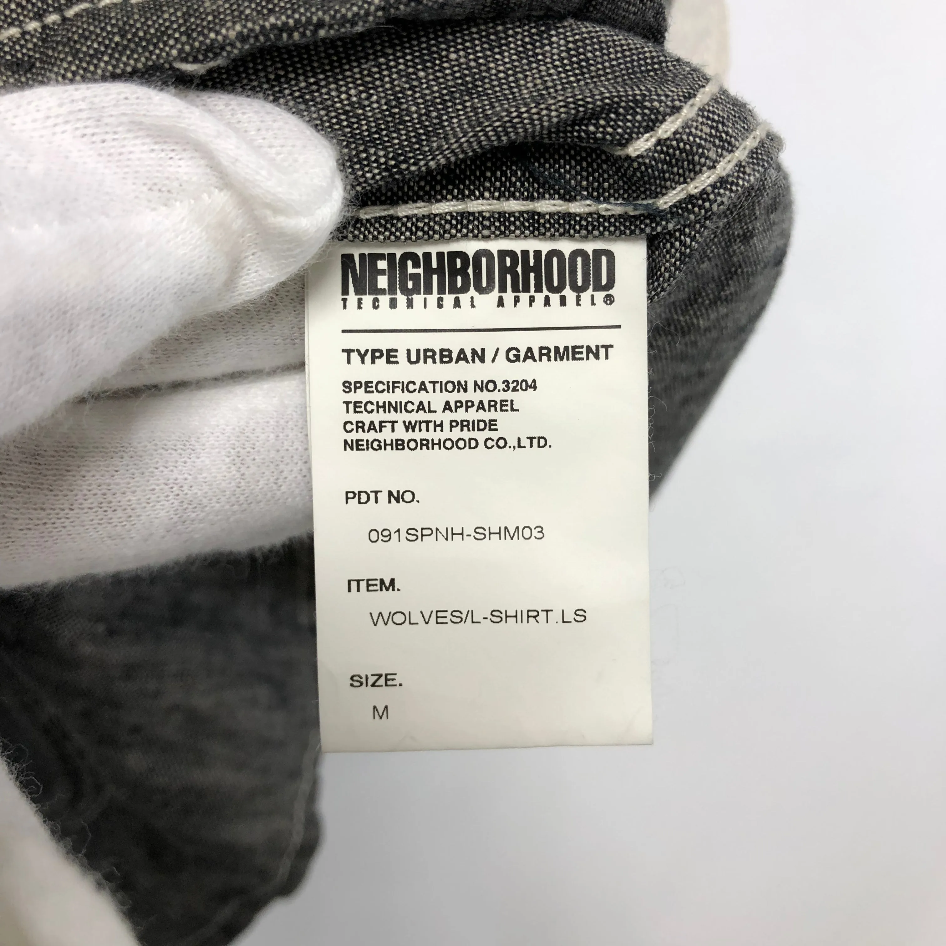[M] Neighborhood Wolves Linen Chambray Shirt L/S Black