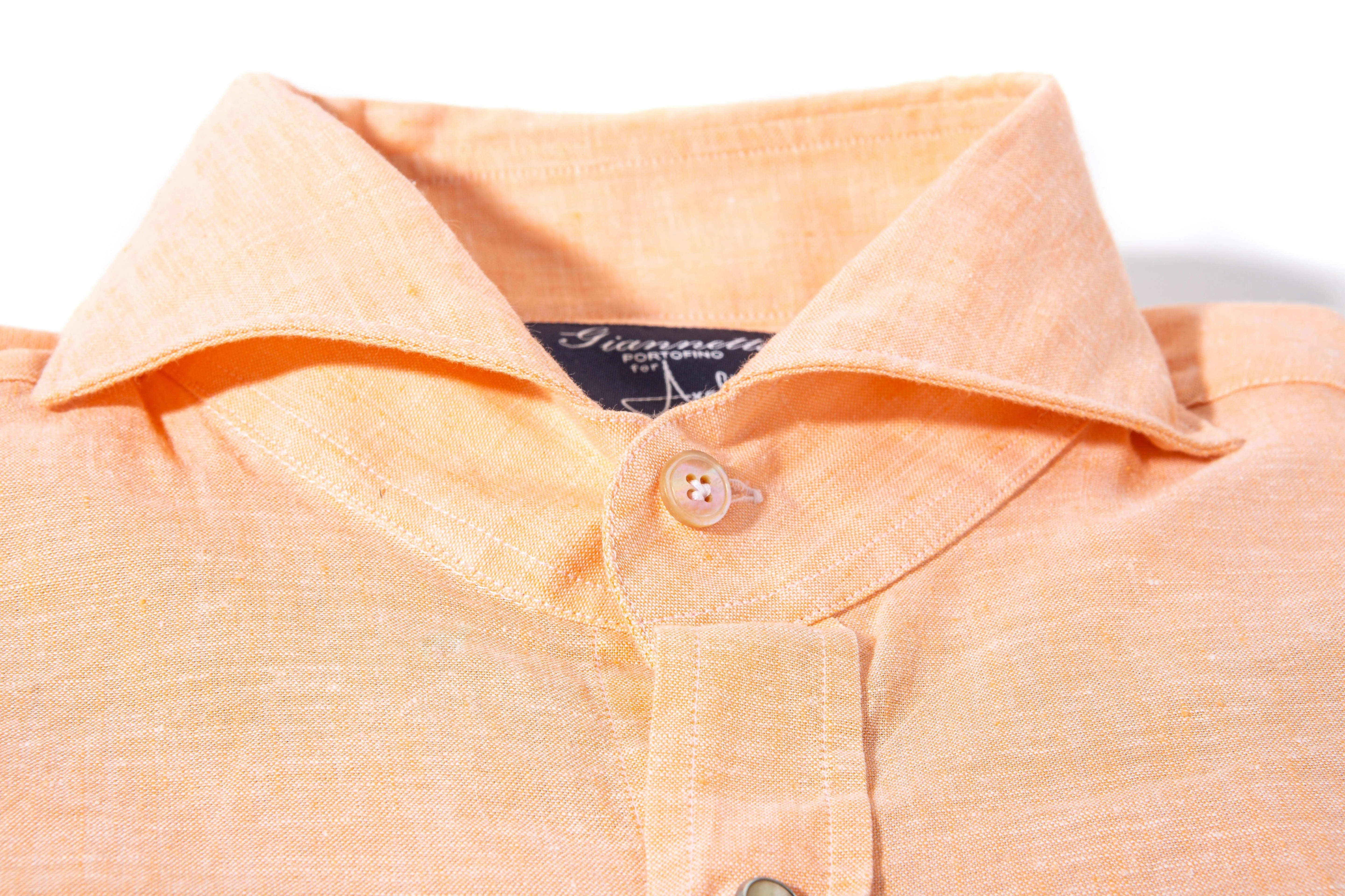 Mach Linen Cotton Shirt in Orange