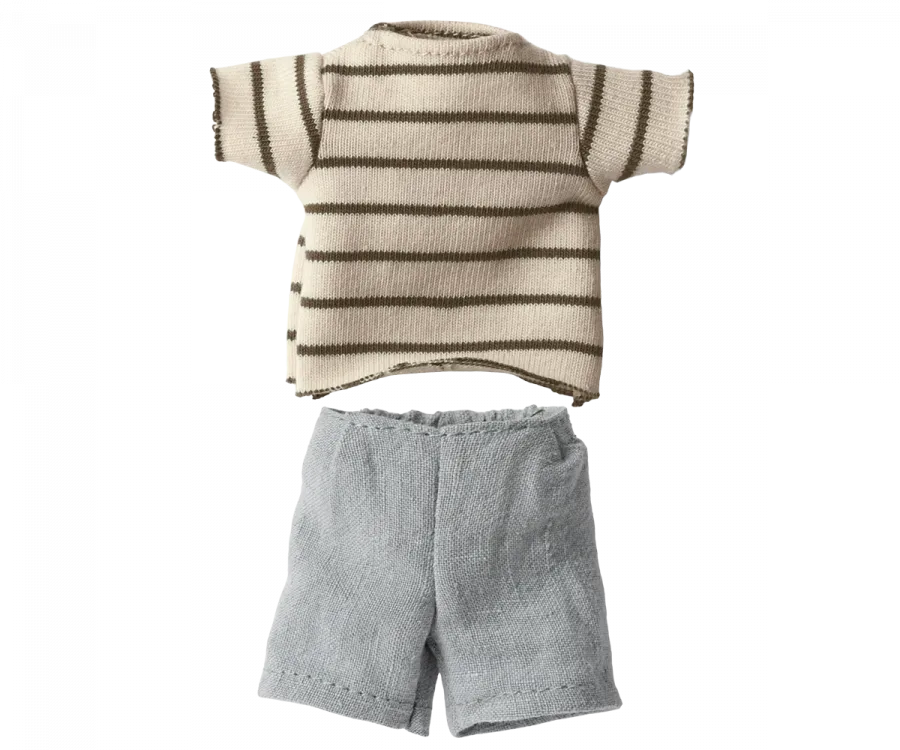 Maileg Striped blouse and shorts, Size 1