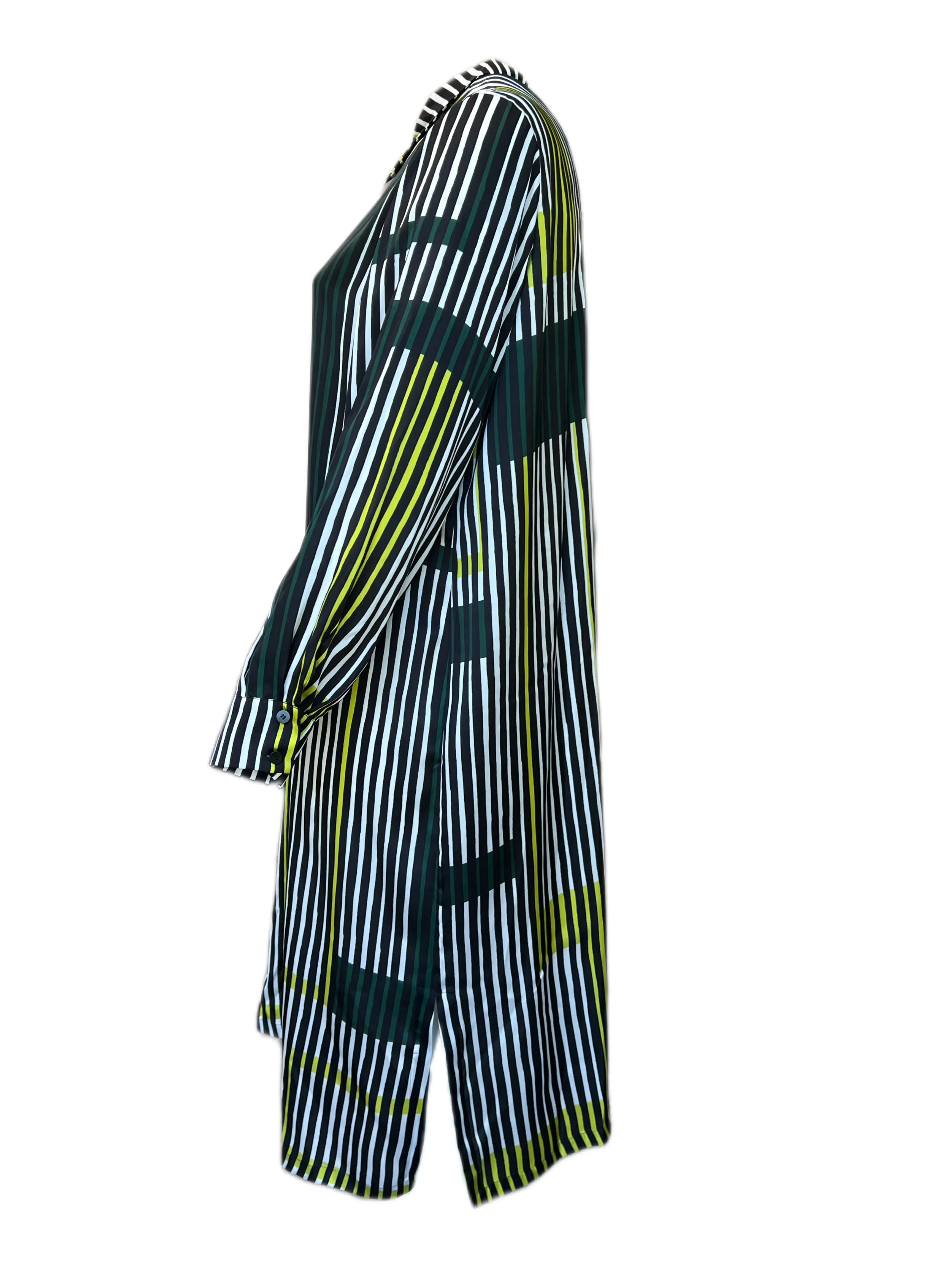Marina Rinaldi Women's Green Danzica Striped Button Down Dress NWT