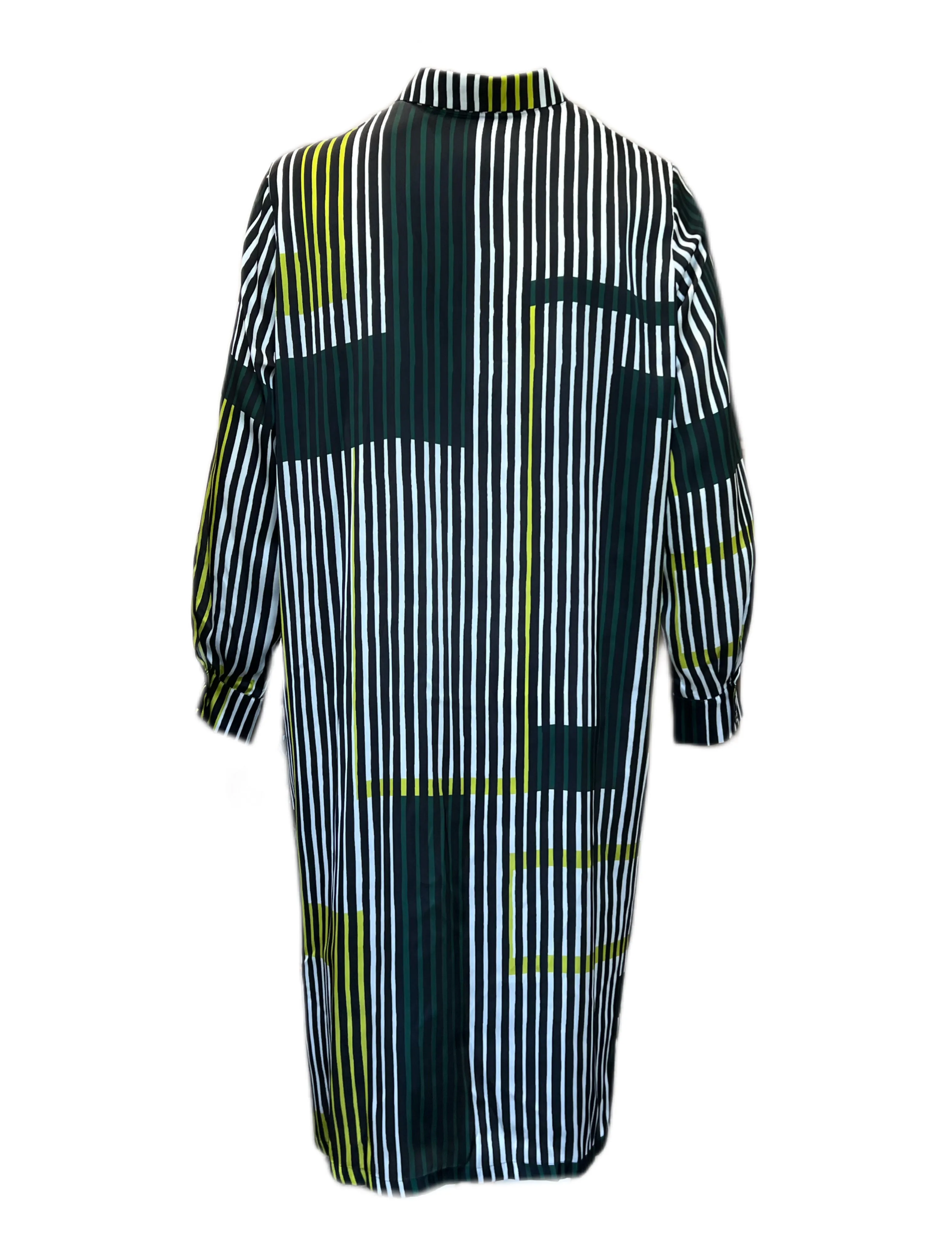 Marina Rinaldi Women's Green Danzica Striped Button Down Dress NWT