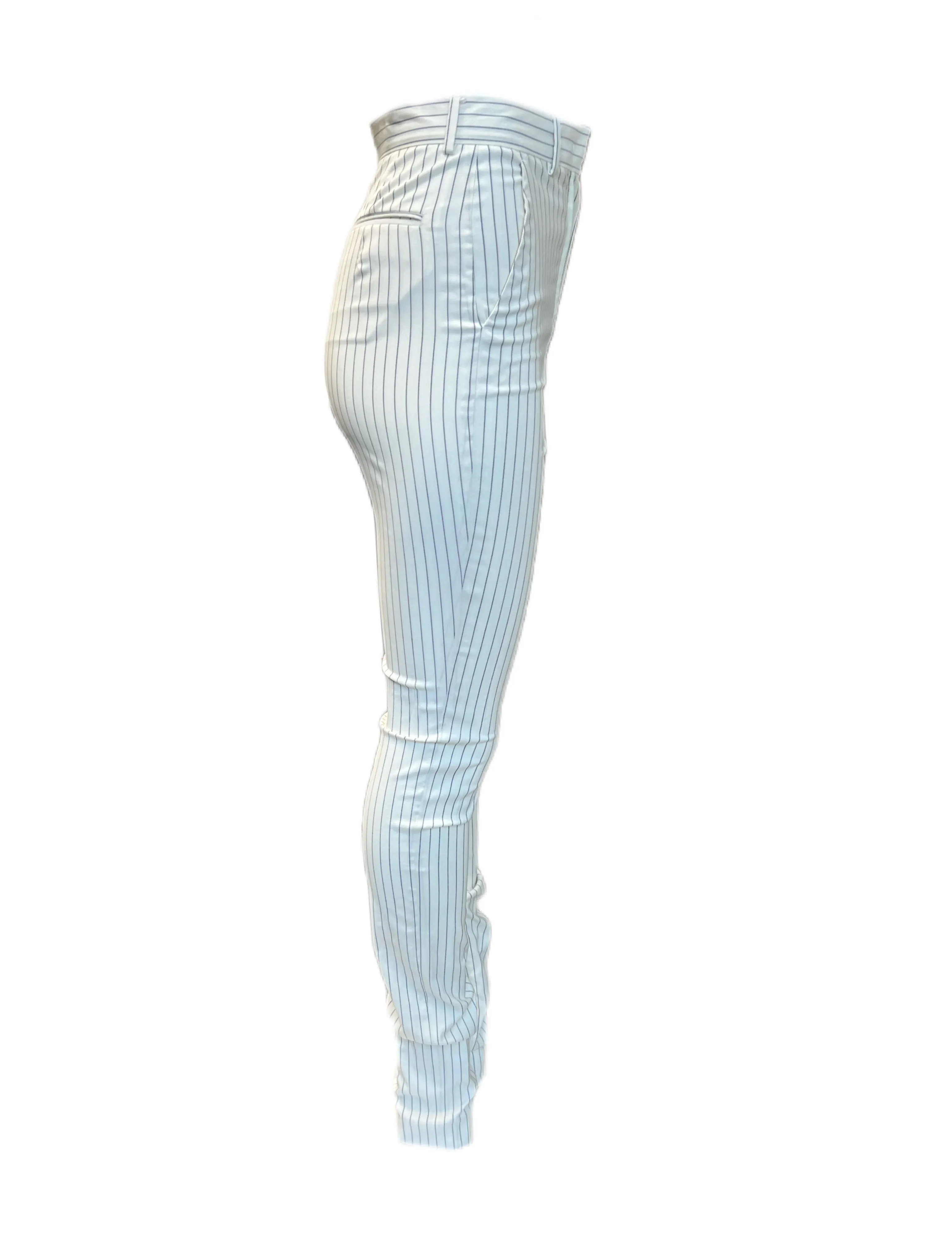 Max Mara Women's White Lince Striped Skinny Pants Size 4 NWT