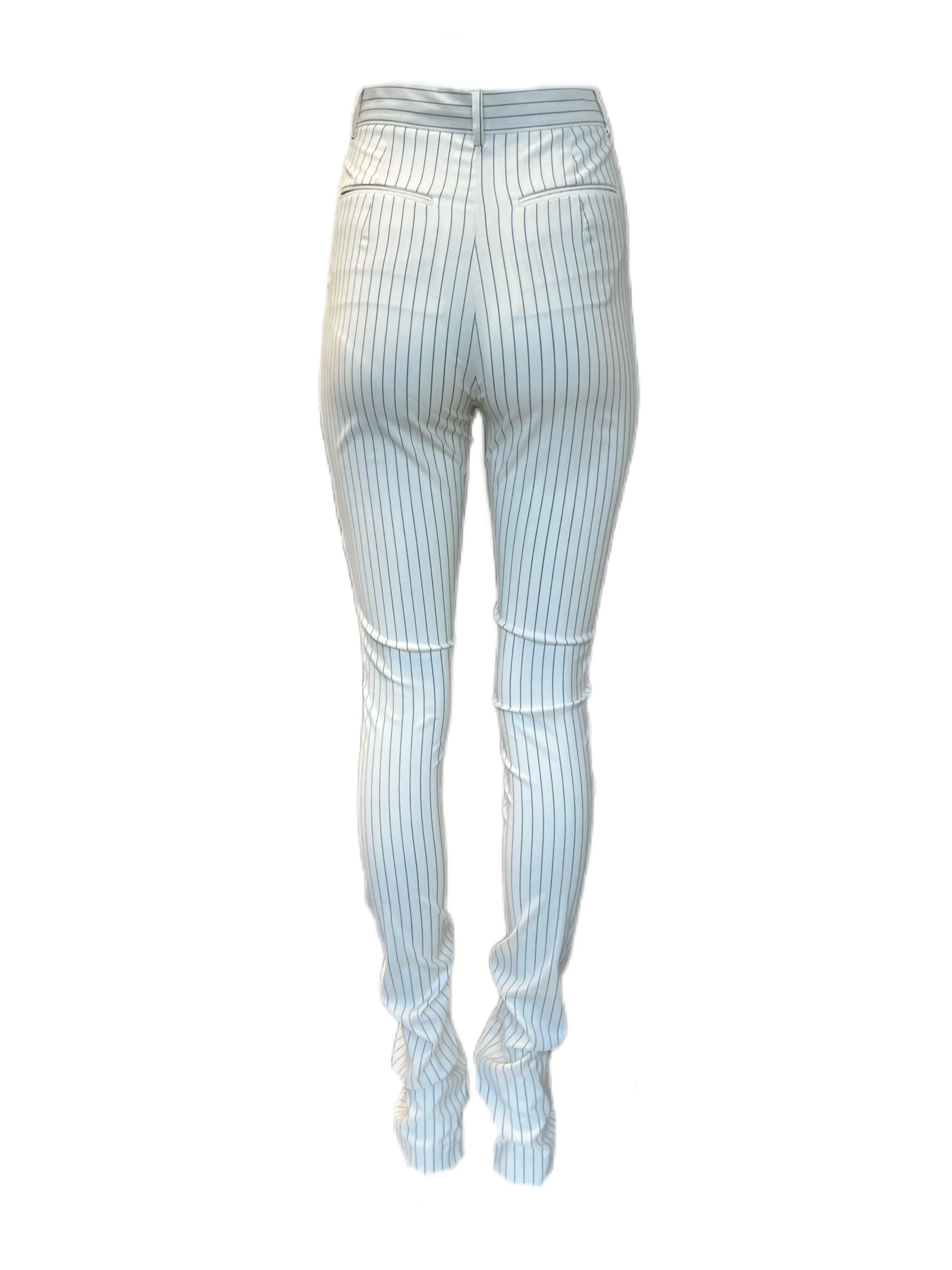 Max Mara Women's White Lince Striped Skinny Pants Size 4 NWT
