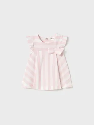 Mayoral Baby Girl Striped Dress With Bow - 2 Colours
