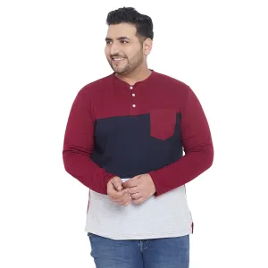 Men Plus Size Jackman Colorblock Henley Tshirt