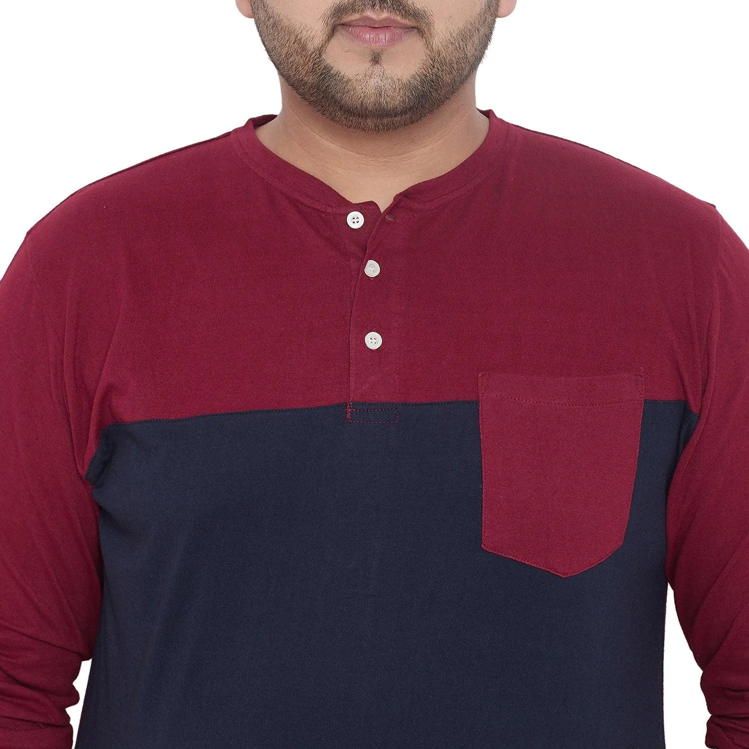 Men Plus Size Jackman Colorblock Henley Tshirt