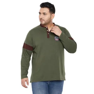 Men Plus Size Levitt Solid Henley Tshirt