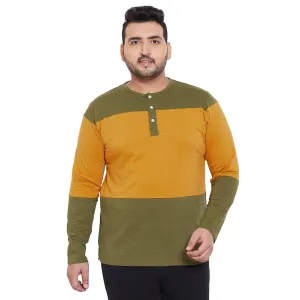 Men Plus Size Midlands Colorblock Henley Tshirt