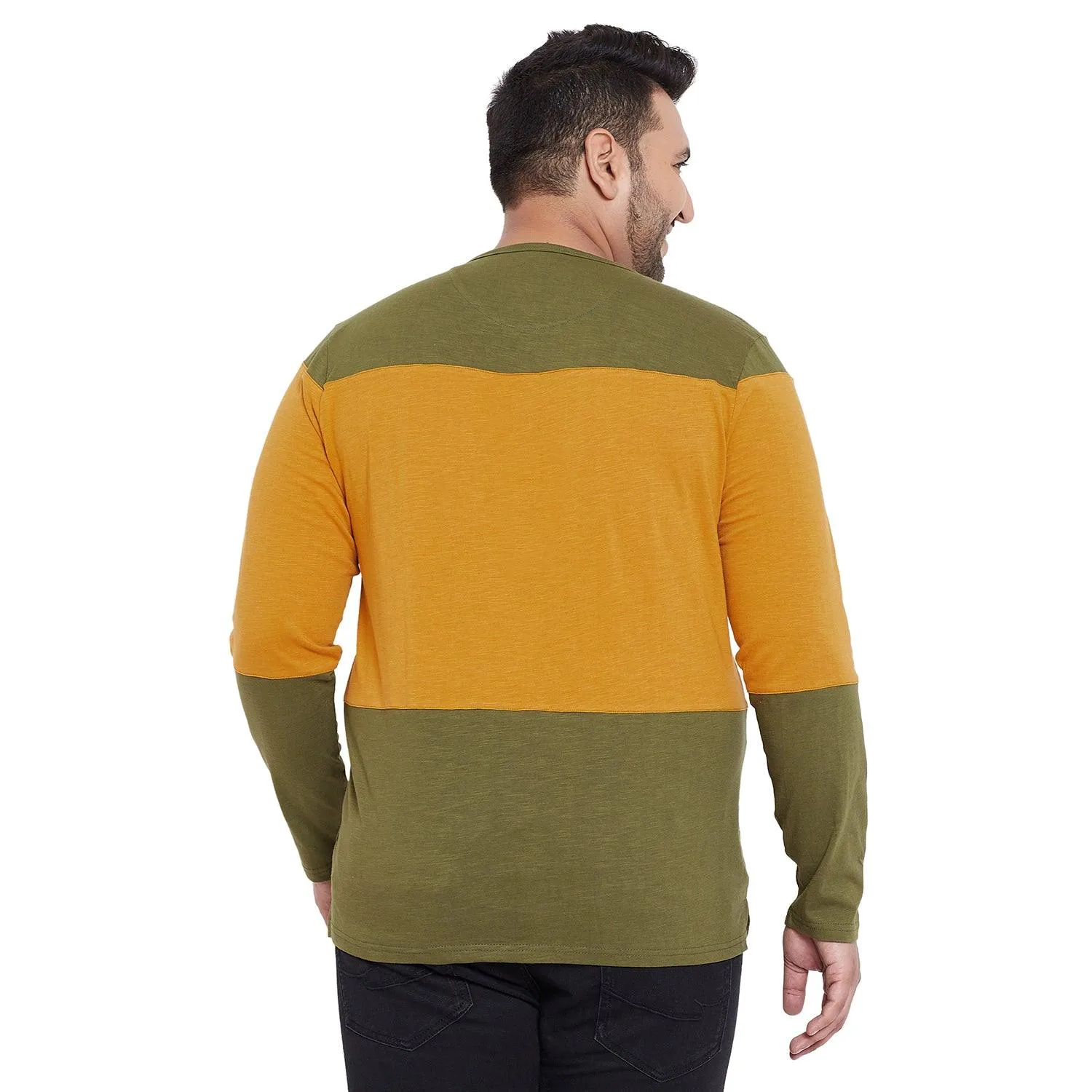 Men Plus Size Midlands Colorblock Henley Tshirt