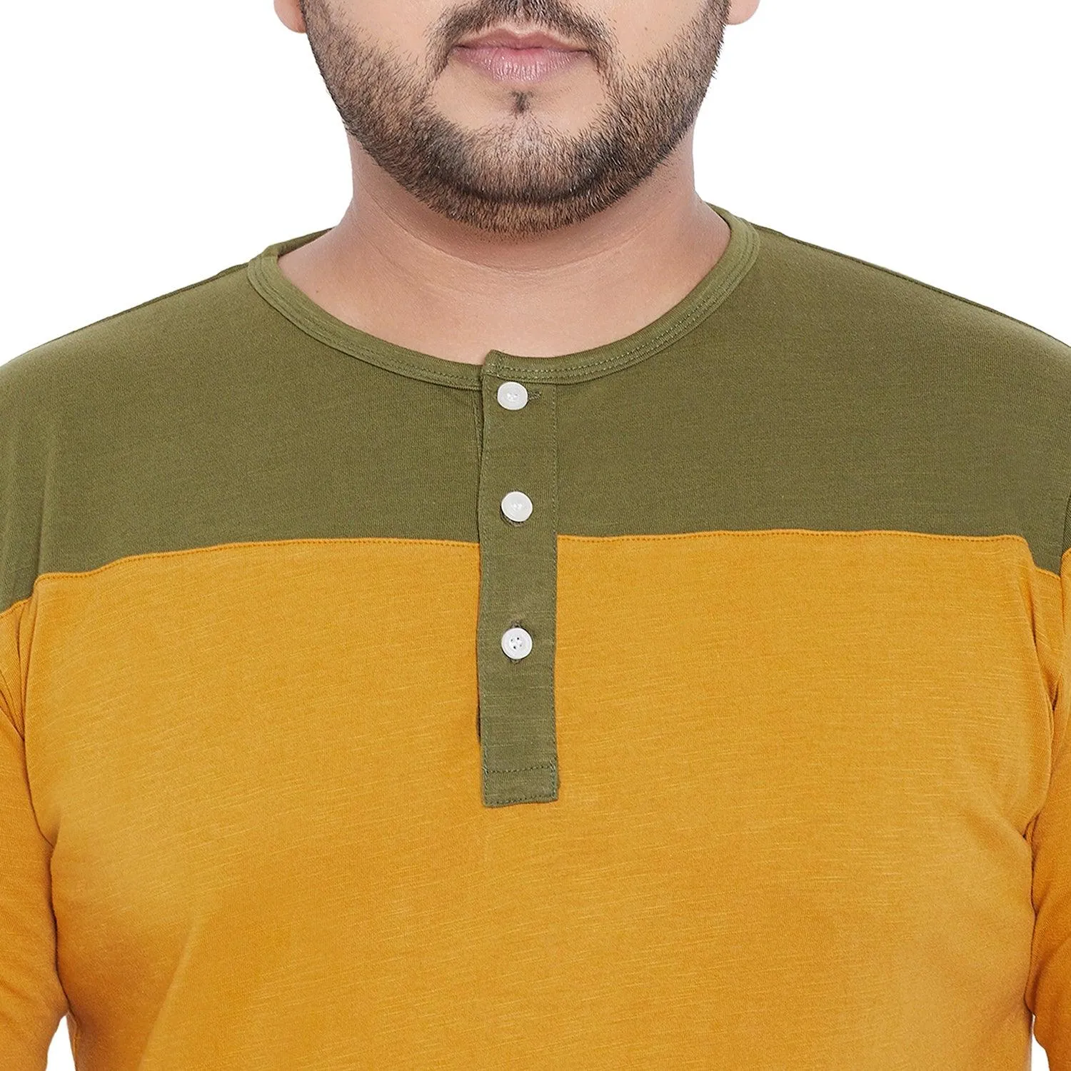 Men Plus Size Midlands Colorblock Henley Tshirt