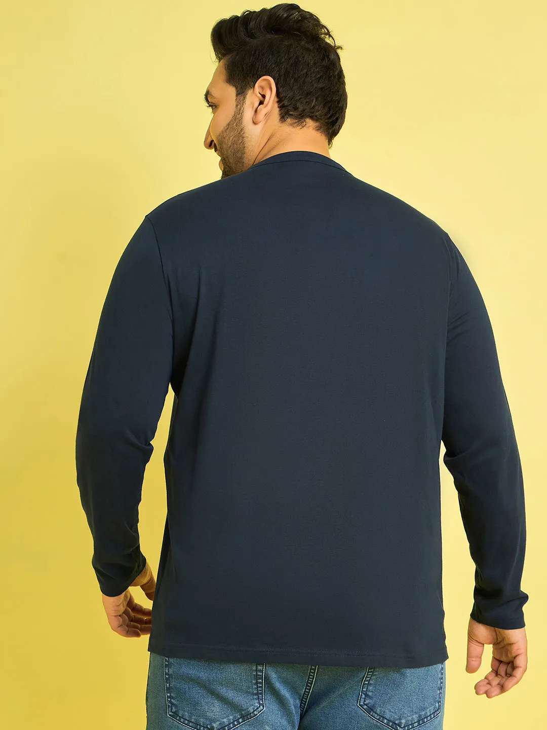 Men Plus Size Reming Solid Henley Tshirt