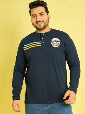 Men Plus Size Reming Solid Henley Tshirt