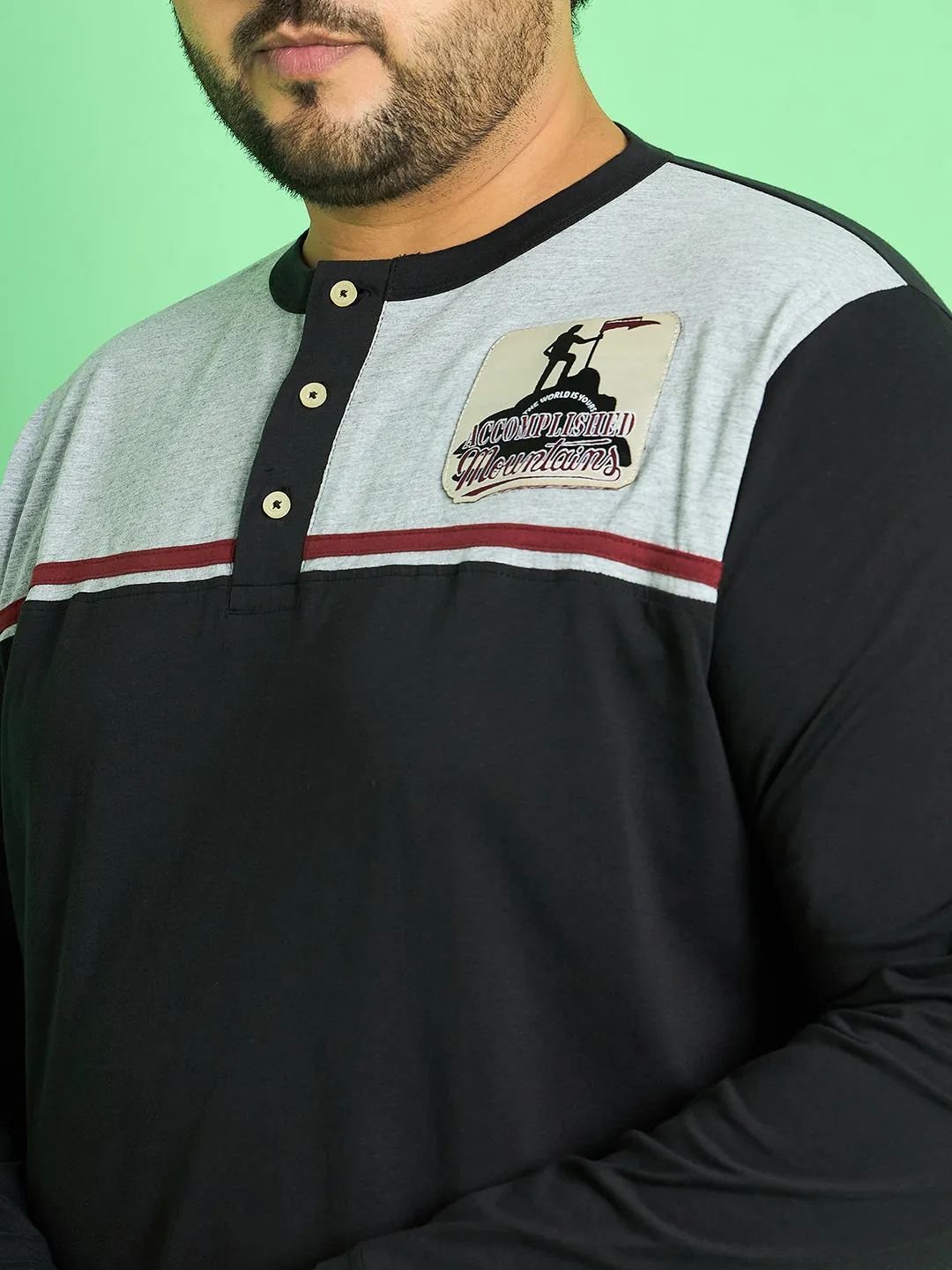 Men Plus Size Rhett Colorblock Henley Tshirt