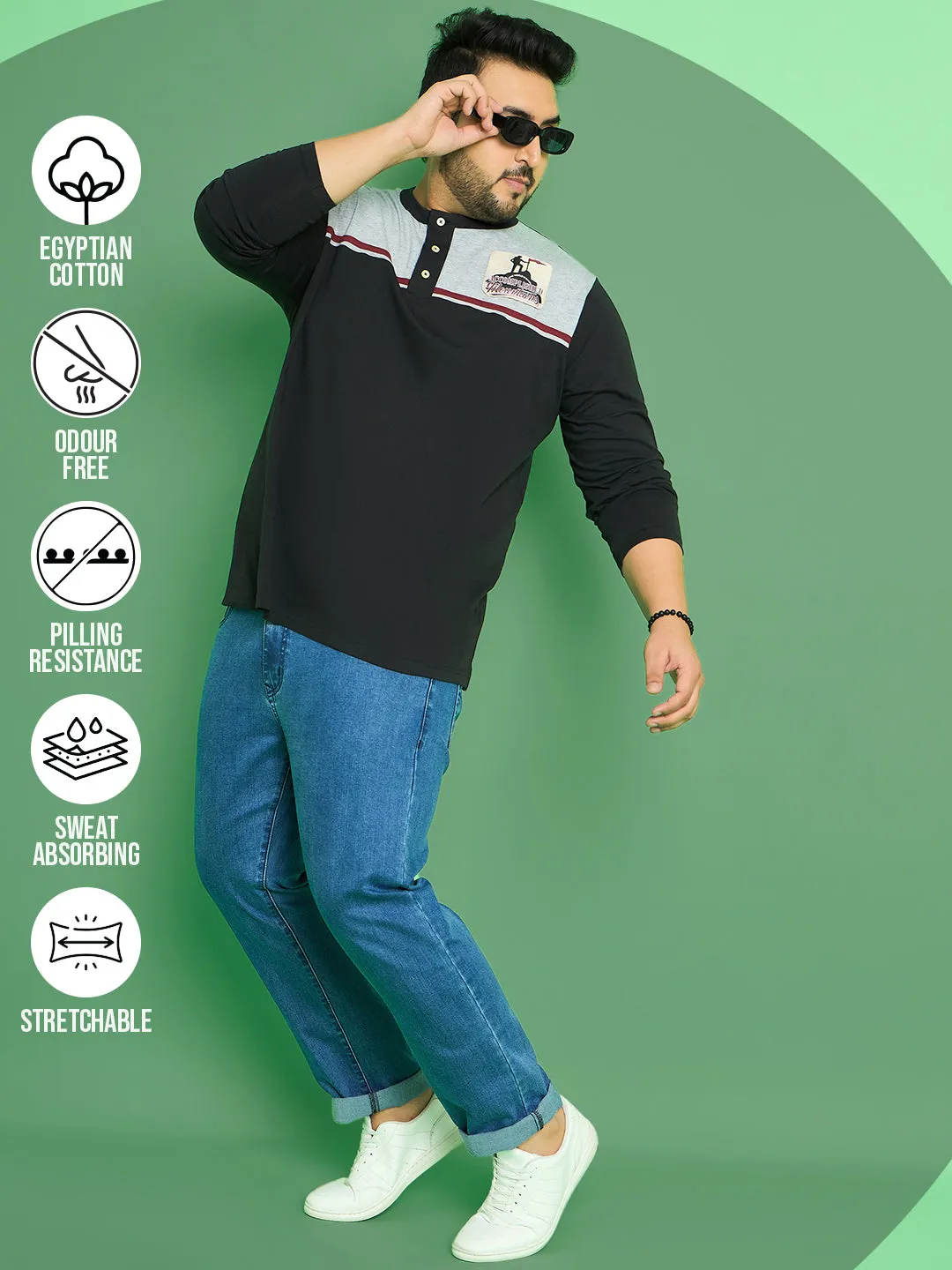 Men Plus Size Rhett Colorblock Henley Tshirt