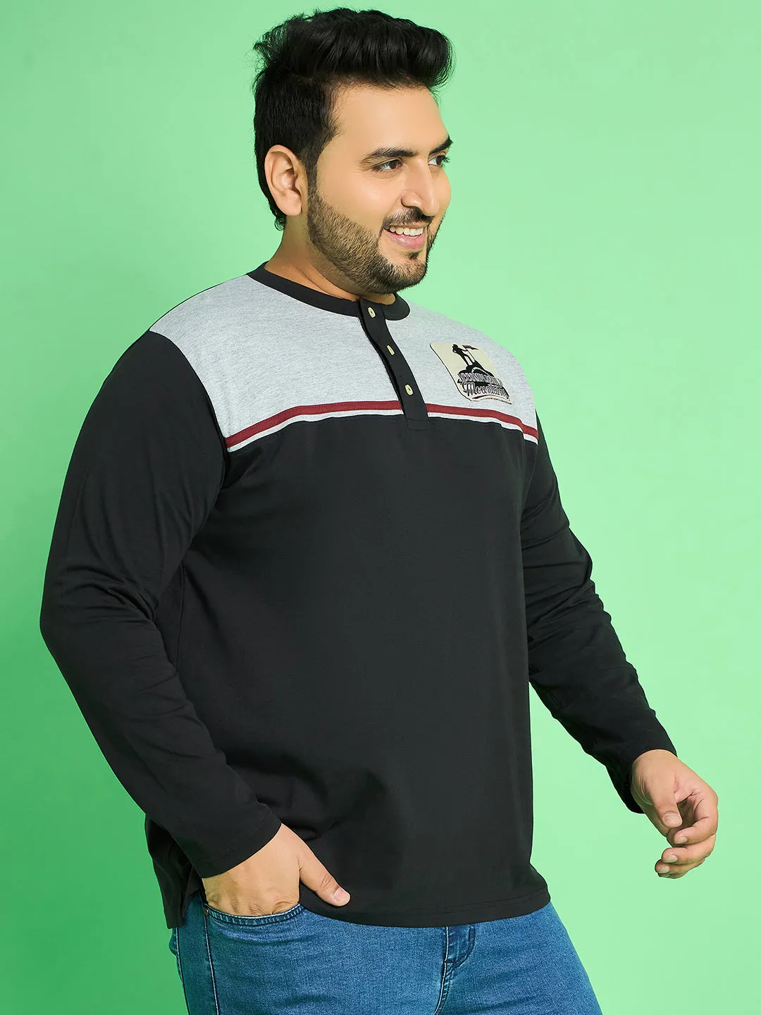 Men Plus Size Rhett Colorblock Henley Tshirt