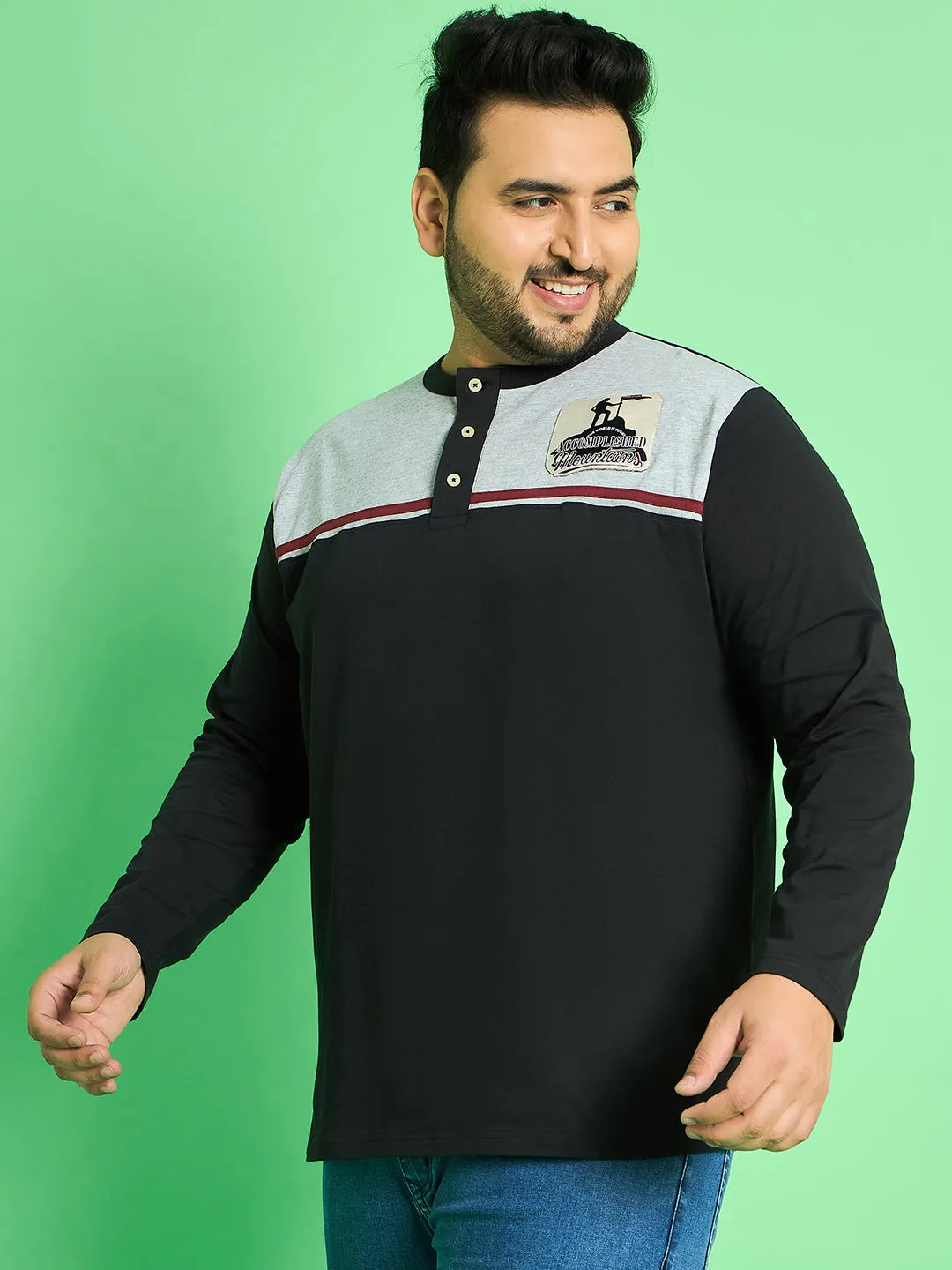 Men Plus Size Rhett Colorblock Henley Tshirt