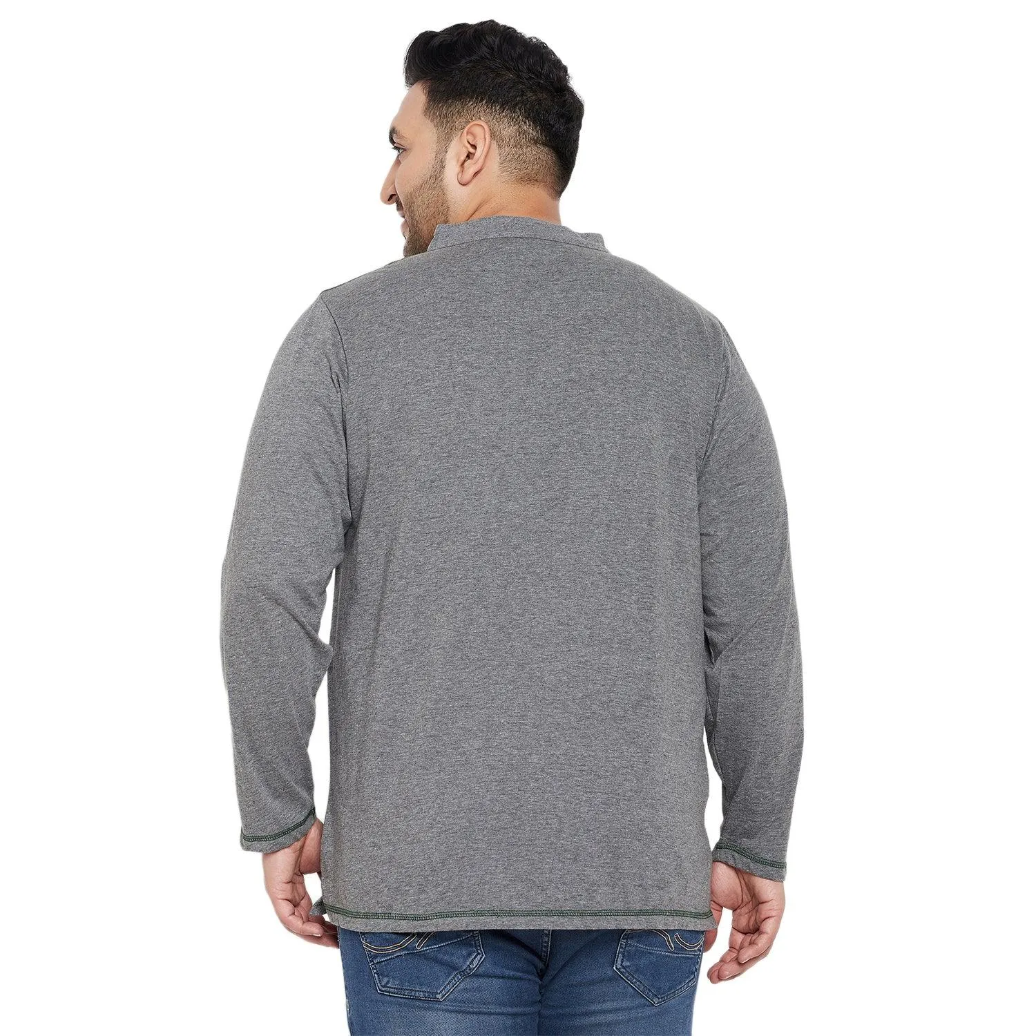 Men Plus Size Santro Solid Henley Tshirt