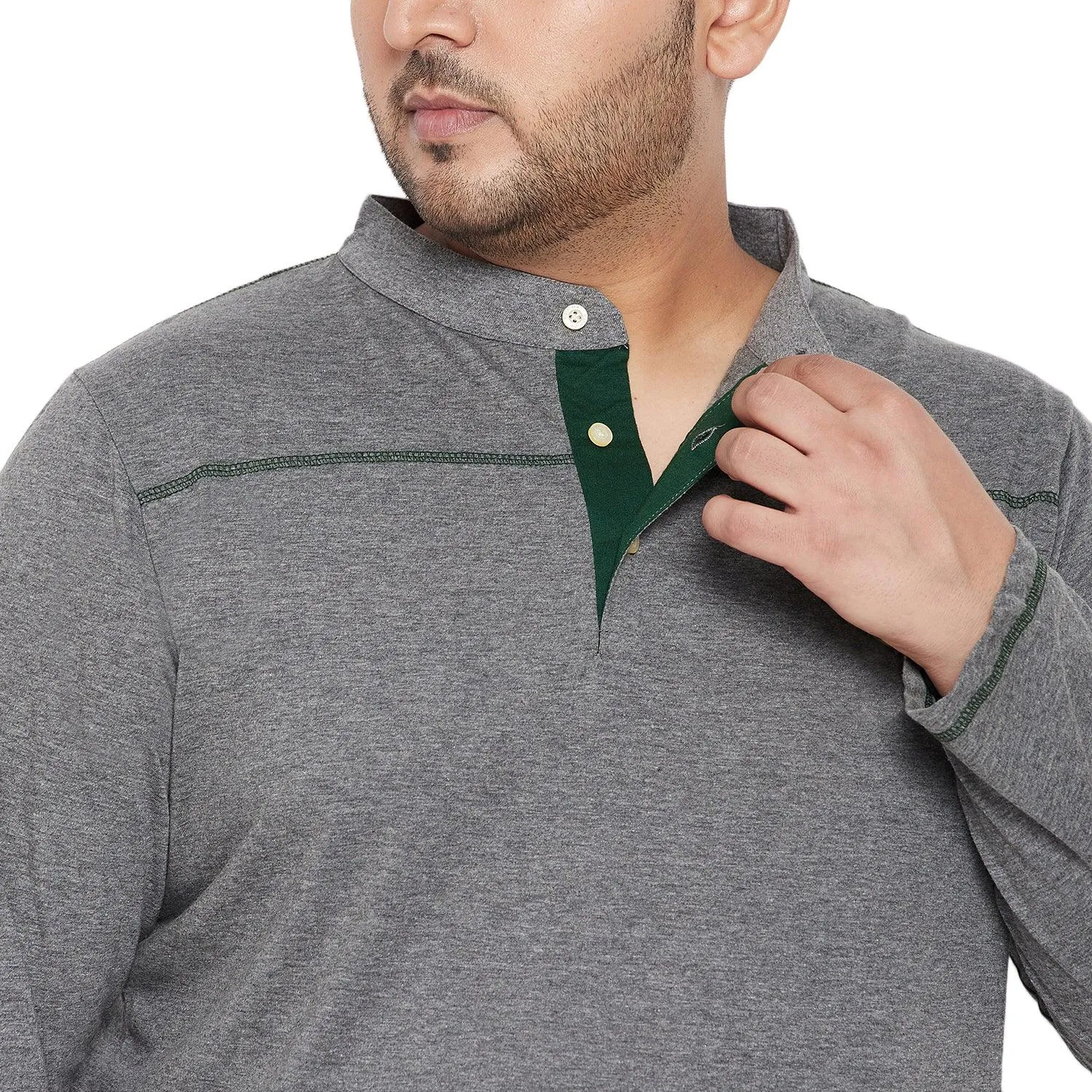 Men Plus Size Santro Solid Henley Tshirt