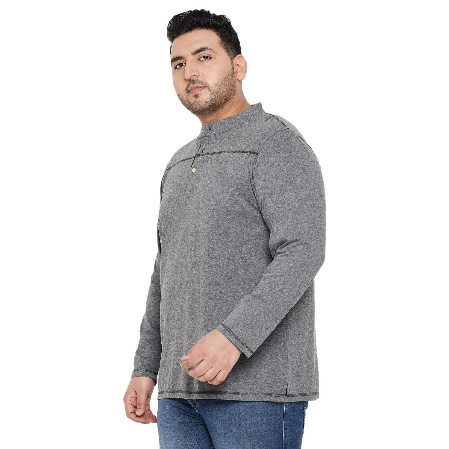 Men Plus Size Santro Solid Henley Tshirt