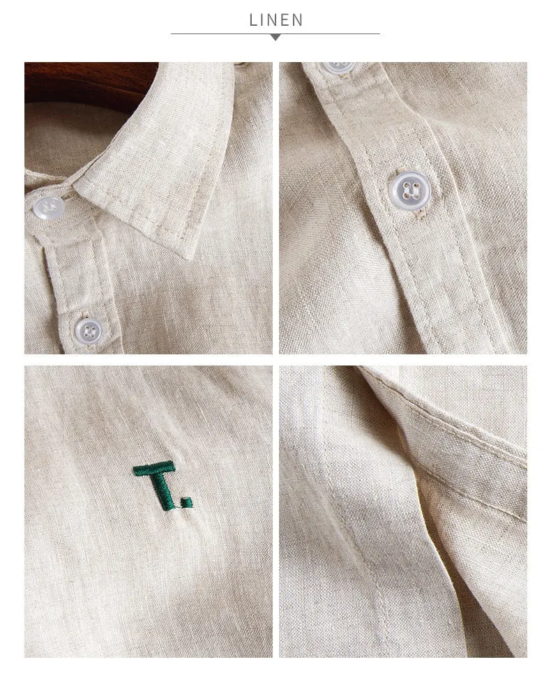 Men's Casual Shirts /  Men's 100% Linen Long Sleeve Shirts