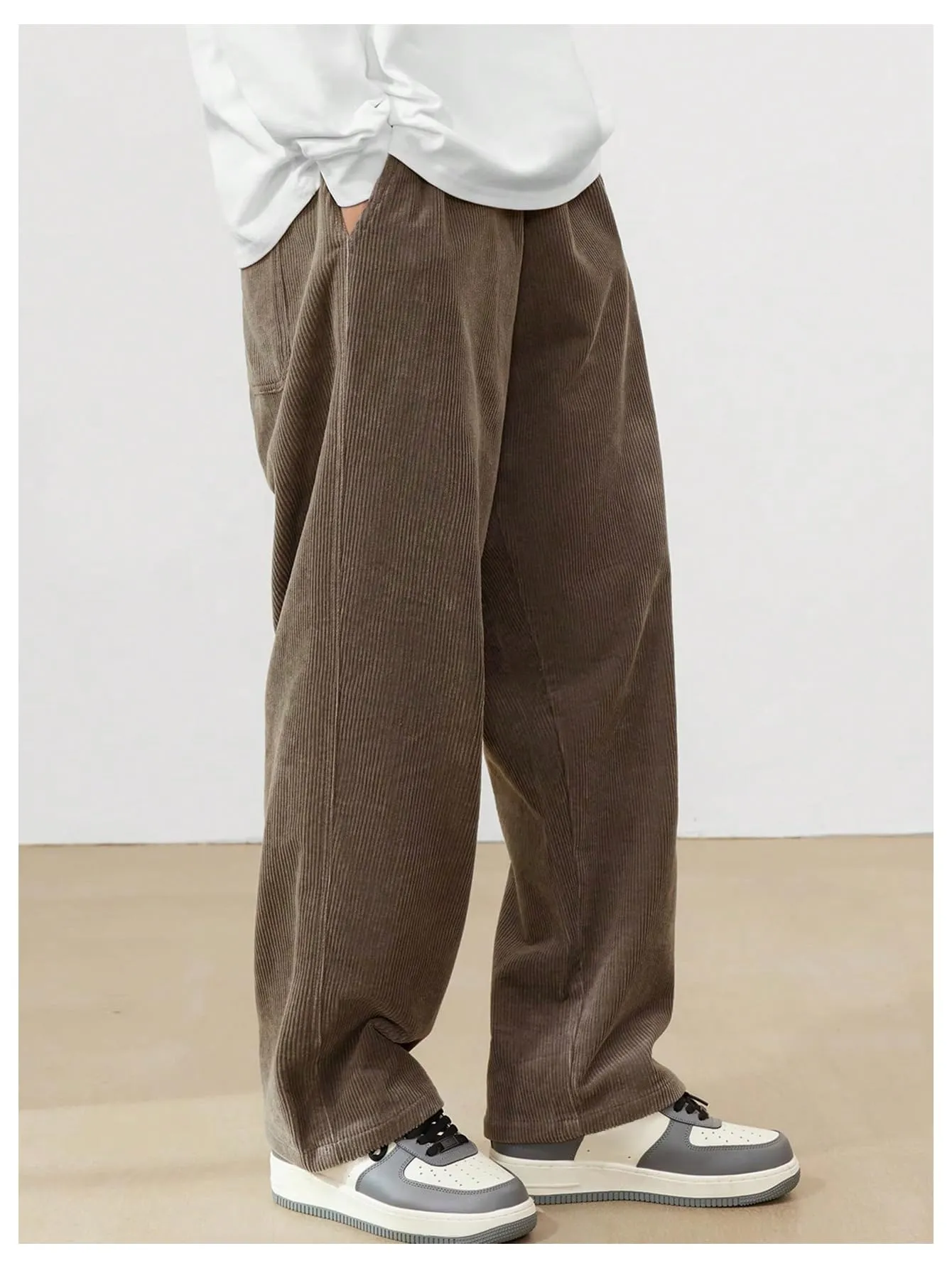 Men's Drawstring Elastic Waist Corduroy Pants