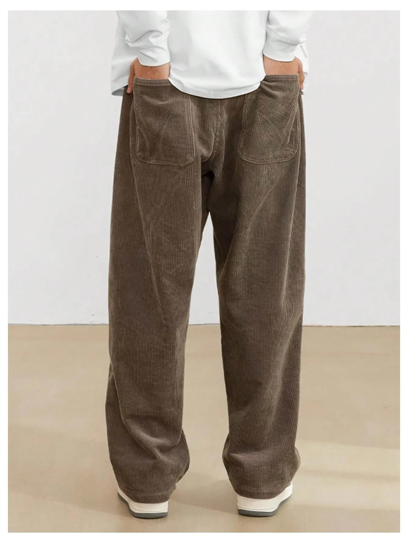 Men's Drawstring Elastic Waist Corduroy Pants