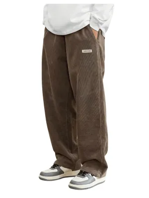 Men's Drawstring Elastic Waist Corduroy Pants