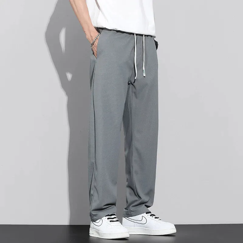 Men's Gray Khaki Wide Leg Leisure Trend Summer Pants