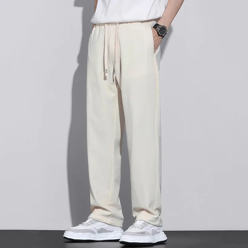 Men's Gray Khaki Wide Leg Leisure Trend Summer Pants