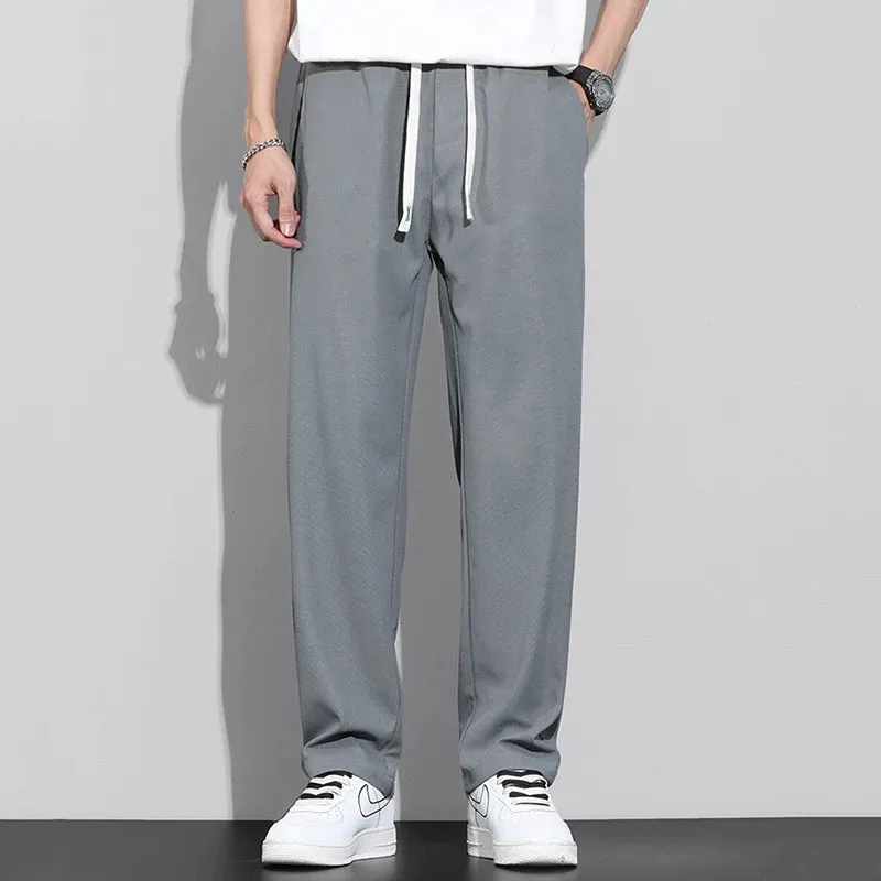 Men's Gray Khaki Wide Leg Leisure Trend Summer Pants