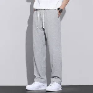 Men's Gray Khaki Wide Leg Leisure Trend Summer Pants