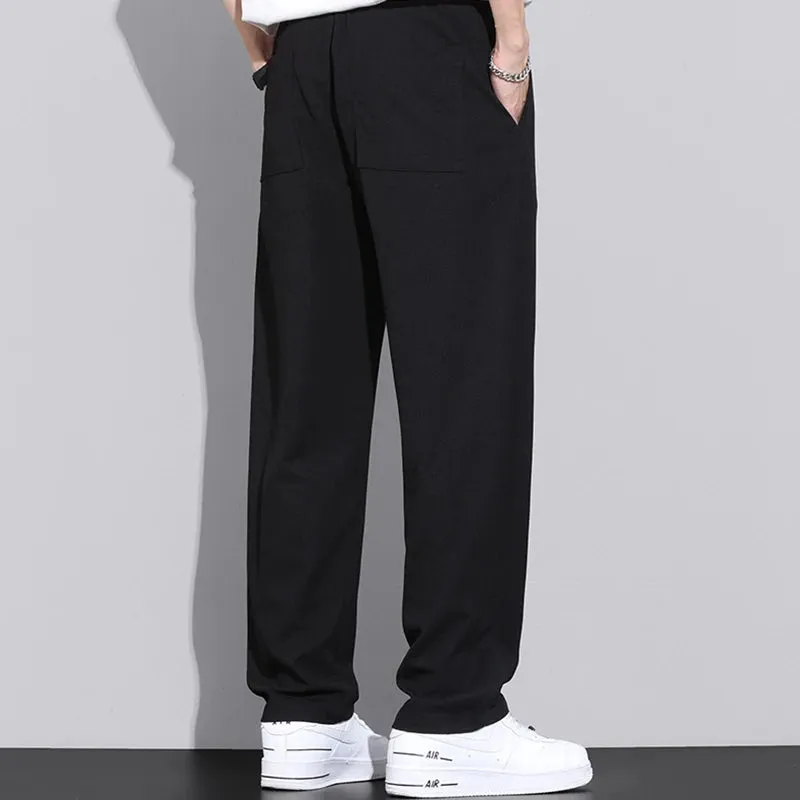 Men's Gray Khaki Wide Leg Leisure Trend Summer Pants