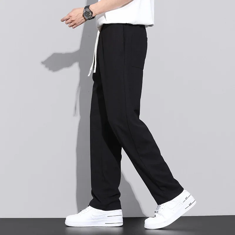 Men's Gray Khaki Wide Leg Leisure Trend Summer Pants