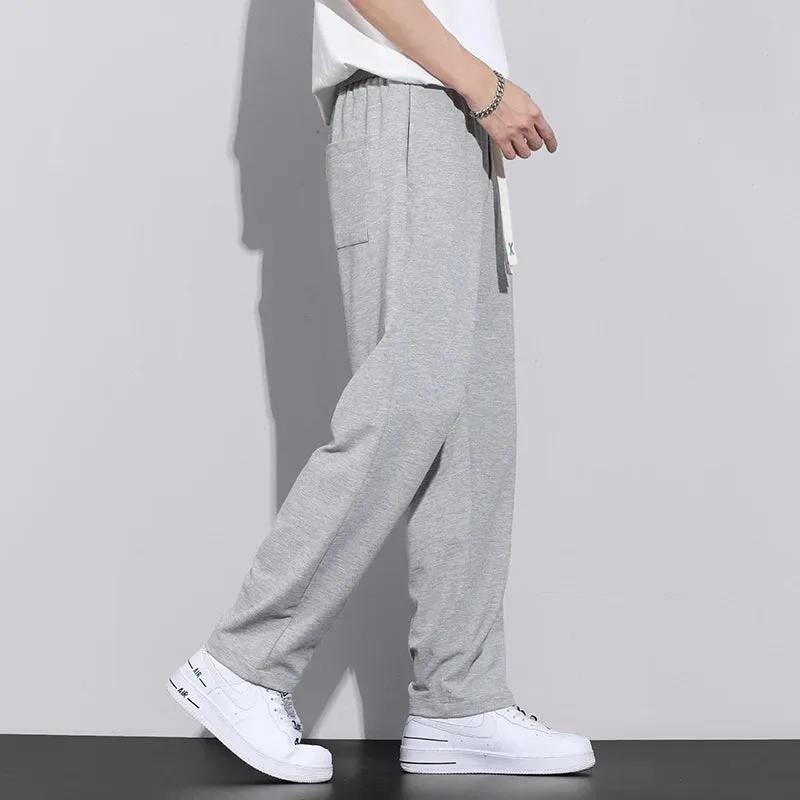 Men's Gray Khaki Wide Leg Leisure Trend Summer Pants