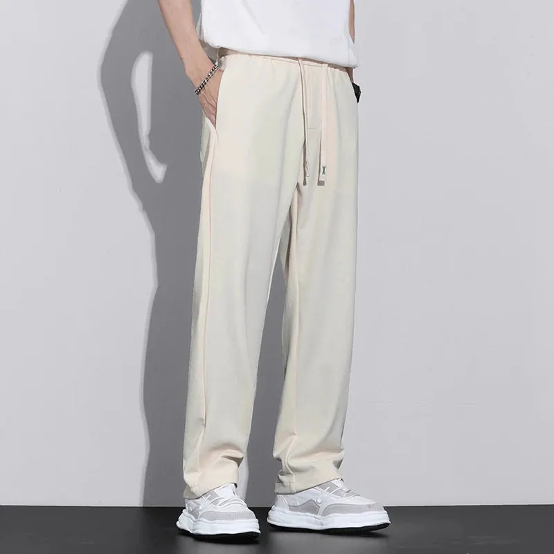 Men's Gray Khaki Wide Leg Leisure Trend Summer Pants