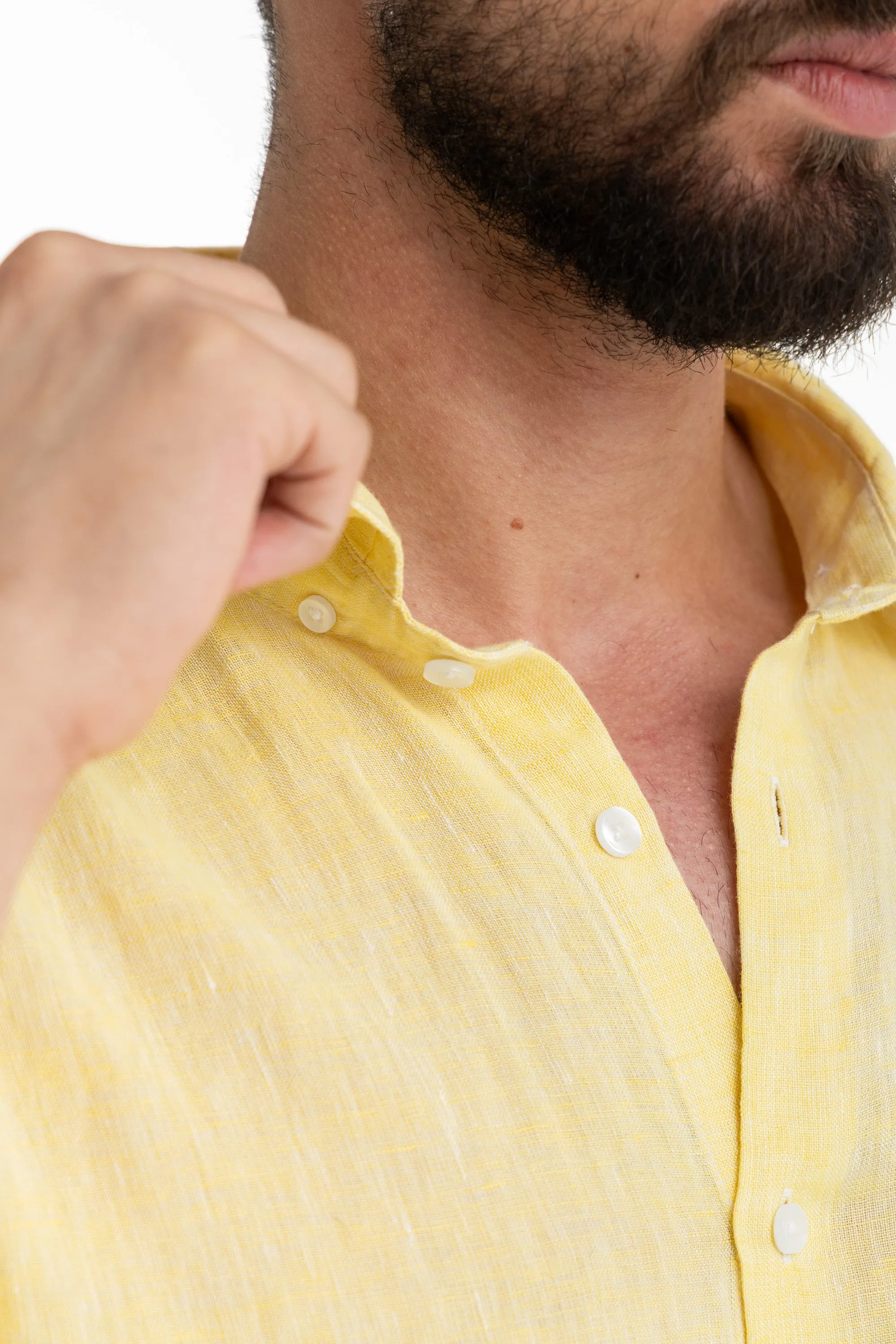 Men`s Yellow Linen Shirt