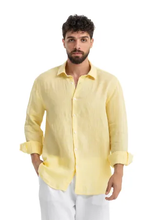 Men`s Yellow Linen Shirt