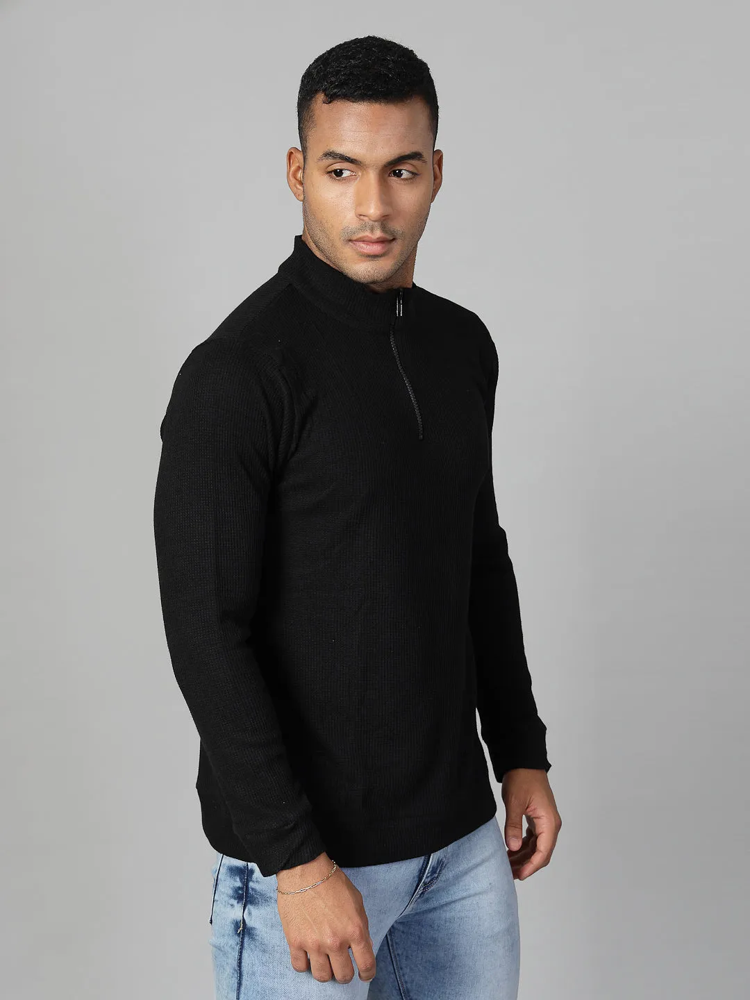 Men’s Zippered Cotton Henley T-shirt