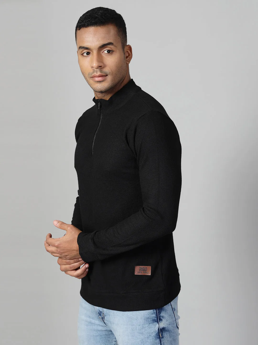 Men’s Zippered Cotton Henley T-shirt