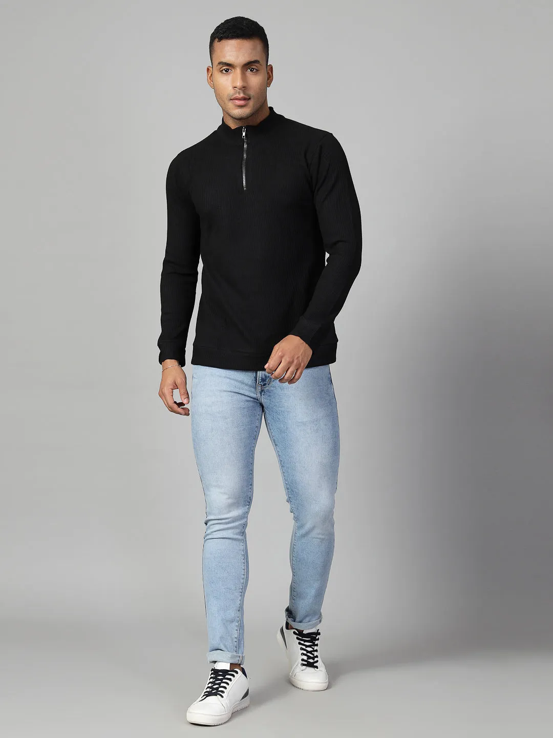 Men’s Zippered Cotton Henley T-shirt