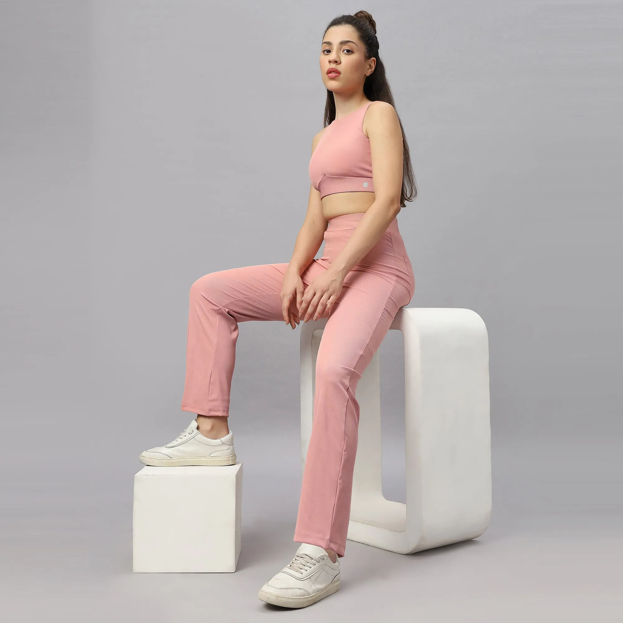 Mid-Rise Ankle-Length Fit and Flare Pants with Back Pockets