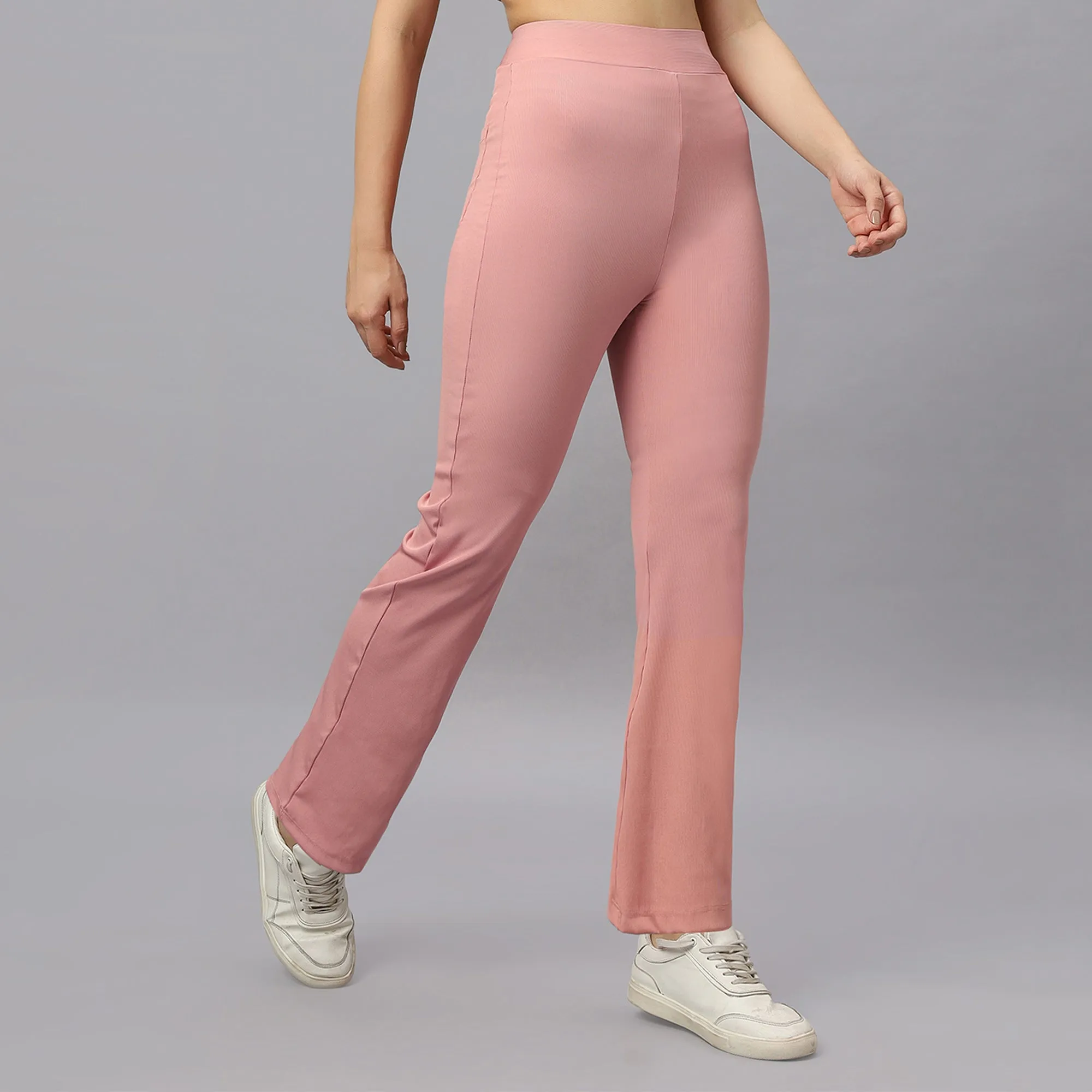 Mid-Rise Ankle-Length Fit and Flare Pants with Back Pockets