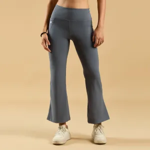 Mid-Rise Fit & Flared Pants with 4-Way Stretch & Compression Waistband