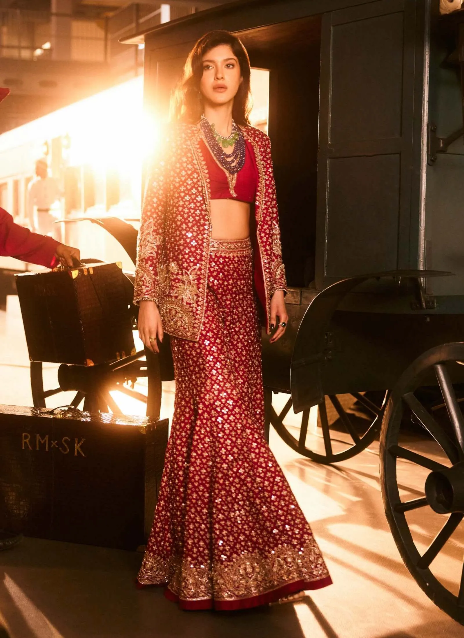 Milan red pant and jacket set
