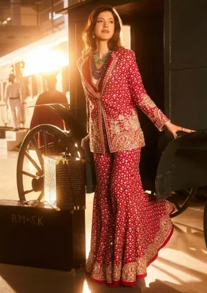 Milan red pant and jacket set