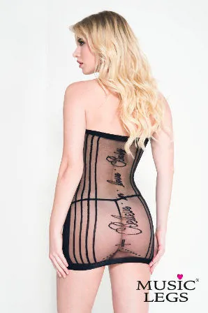 Music Legs Lingerie Back Print Vertical Striped Mini Dress ML60085