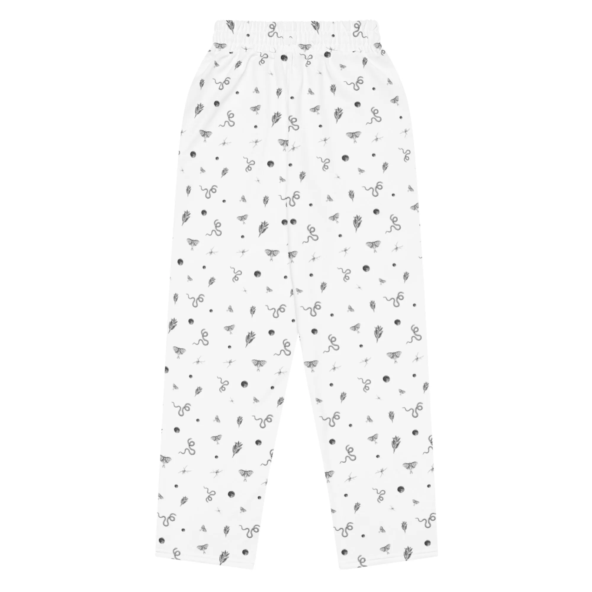 Mystic Print Joggers | White | Relaxed Fit, Wide Leg, Comfortable for Everyday Wear