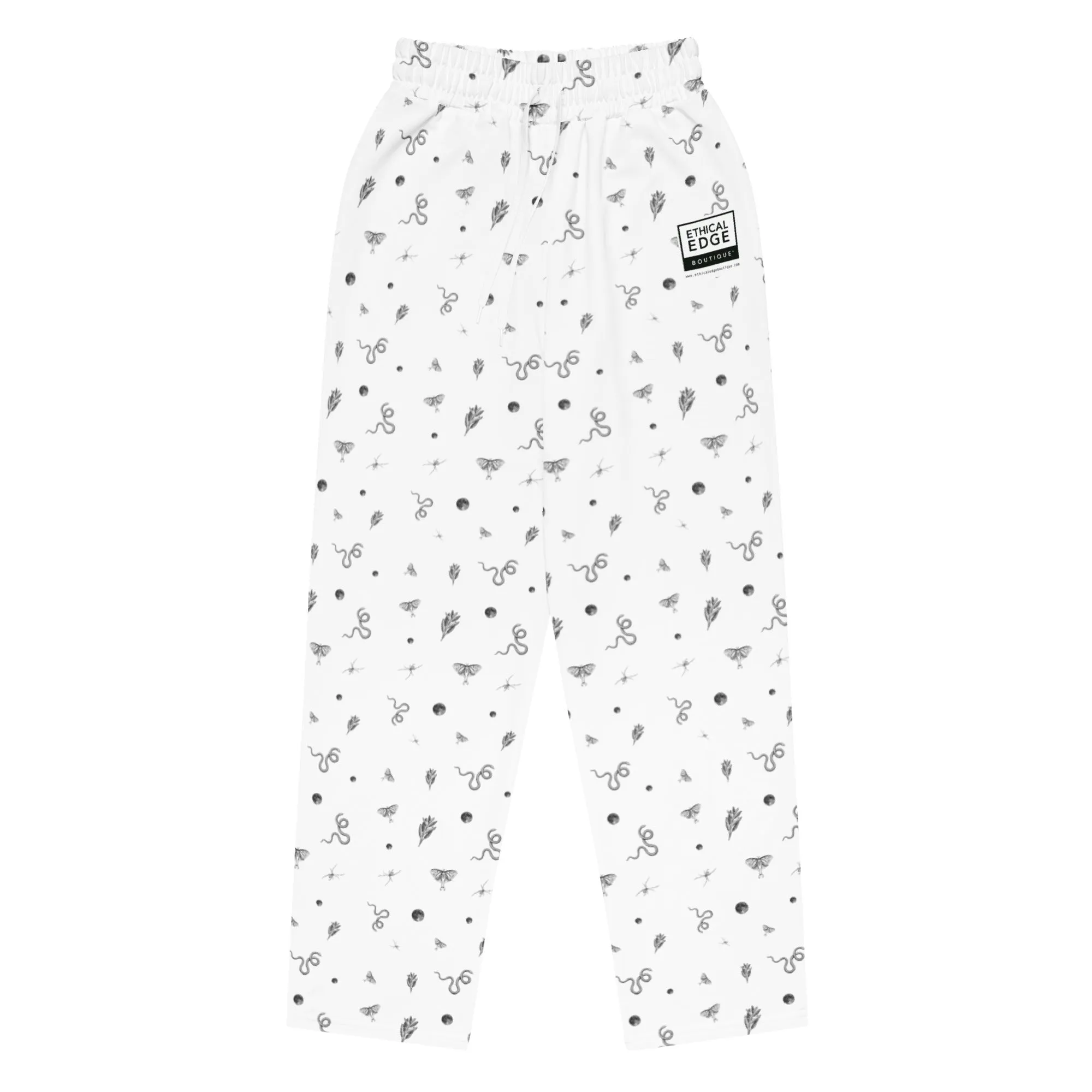 Mystic Print Joggers | White | Relaxed Fit, Wide Leg, Comfortable for Everyday Wear