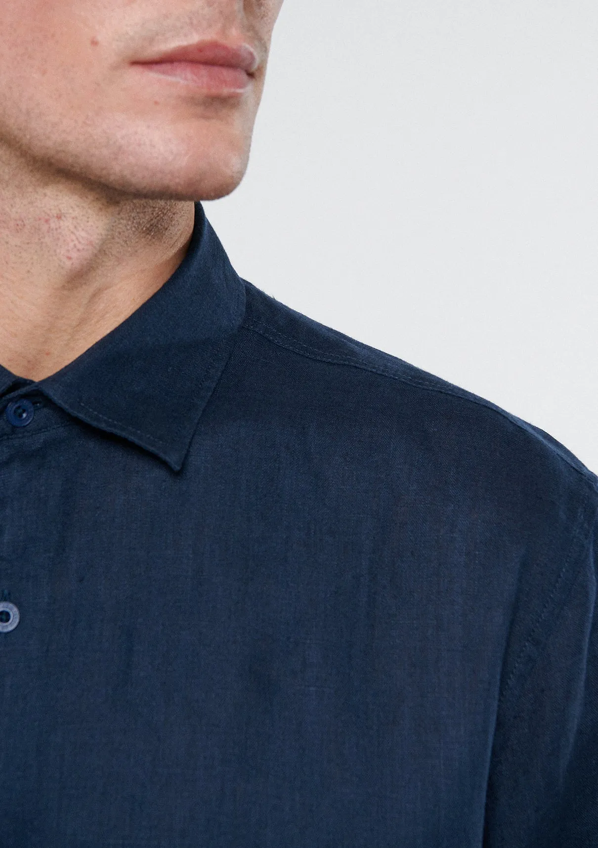 Navy Linen Shirt