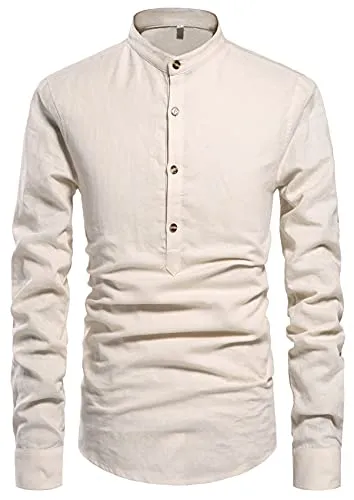 NITAGUT Men's Linen Beach Shirt